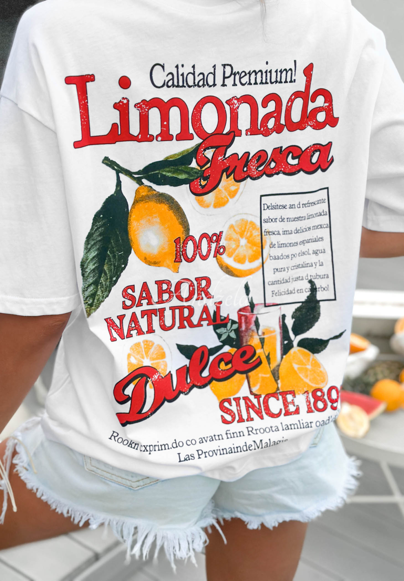 Bavlnené tričko s potlačou Limonada Fresca bielo-červený