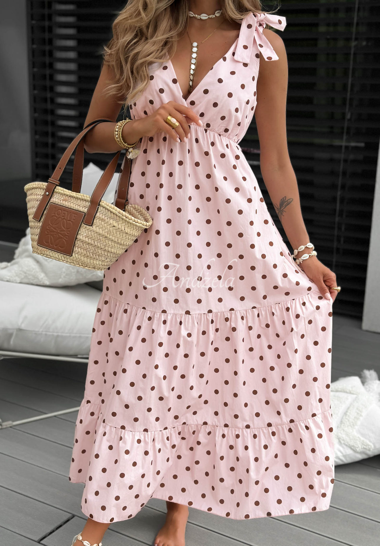 Bavlnené bodkované šaty Girly Dots púdrovo ružová