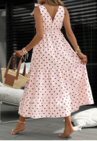 Šaty maxi na ramiączkach w Bodky  Girly Dots púdrovo ružová