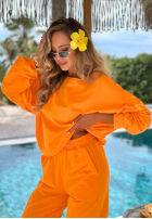 Bawełniany Súprava Mikina na jedno ramię i Nohavice Peach Sunrise Set oranžový