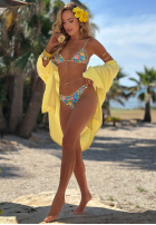 Dwuczęściowy kostium kąpielowy bikini so vzormi Colorful Shells niebiesko-ružový