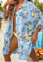 Muślinowa Košeľa w kwiaty Summer Bloom blankytná