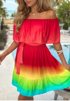 Šaty mini Španielsky ombre Solar Rainbow czerwono-žltá