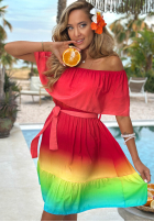 Šaty mini Španielsky ombre Solar Rainbow czerwono-žltá