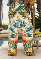 Vzorovaný Súprava Blúzka i Nohavice wide leg Exotic Ornaments biało-modrý
