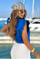 Blúzka z falbankami przy rękawach Marina Royale kobaltová