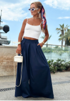 látkové Nohavice wide leg szwedy Sea Elegance tmavomodré