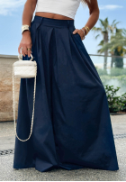 látkové Nohavice wide leg szwedy Sea Elegance tmavomodré