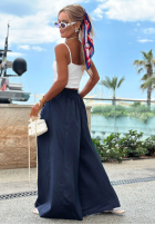 látkové Nohavice wide leg szwedy Sea Elegance tmavomodré