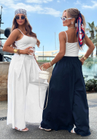 látkové Nohavice wide leg szwedy Sea Elegance tmavomodré