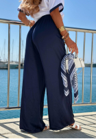 látkové Nohavice wide leg Sea Poppy biało-červené