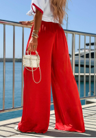 látkové Nohavice wide leg Sea Poppy biało-červené