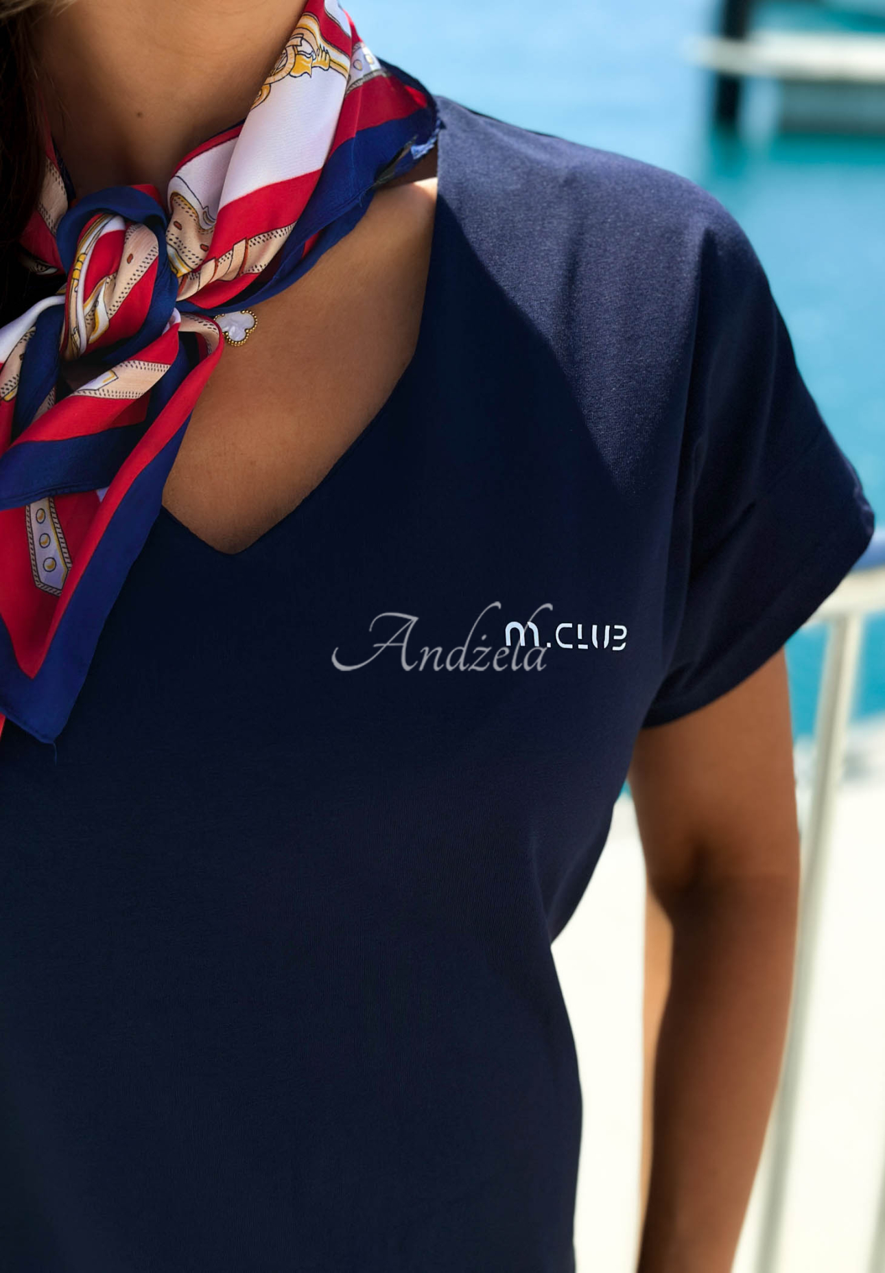 Bavlnené šaty s potlačou Marina Club tmavomodrá