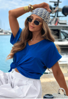 Tričko z dekoltem w serek Sea Sailing tmavomodrý