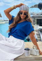 Tričko z dekoltem w serek Sea Sailing tmavomodrý