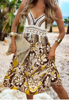 Wzorzysta Šaty na ramiączkach z ażurową górą Oahu Island čokoládová
