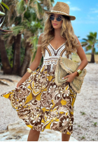 Wzorzysta Šaty na ramiączkach z ażurową górą Oahu Island čokoládová