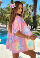 Súprava Košeľa i krótkie spodenki tie dye Pastel Tropics różowo-fialový