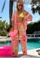 Vzorovaný Súprava Košeľa i Nohavice wide leg Sweet Paradise ružový