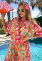 Vzorovaný Súprava Košeľa i Nohavice wide leg Sweet Paradise ružový