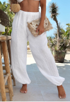 Lniane Nohavice haremki ze ściągaczami Sun Outfit khaki