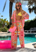 Vzorovaný Súprava Košeľa i Nohavice wide leg Sweet Paradise ružový