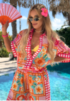Vzorovaný Súprava Košeľa i Nohavice wide leg Sweet Paradise ružový