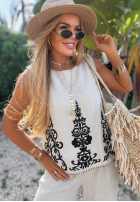 Vzorovaný Súprava top i Nohavice wide leg Palm Residence tmavomodrý