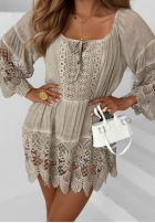 Blúzka tunika z koronką boho Nayla béžová