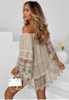 Blúzka tunika z koronką boho Nayla béžová