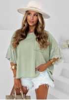 Bawełniana Blúzka oversize z koronką Sun Umbrella ecru