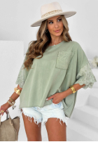 Bawełniana Blúzka oversize z koronką Sun Umbrella ecru