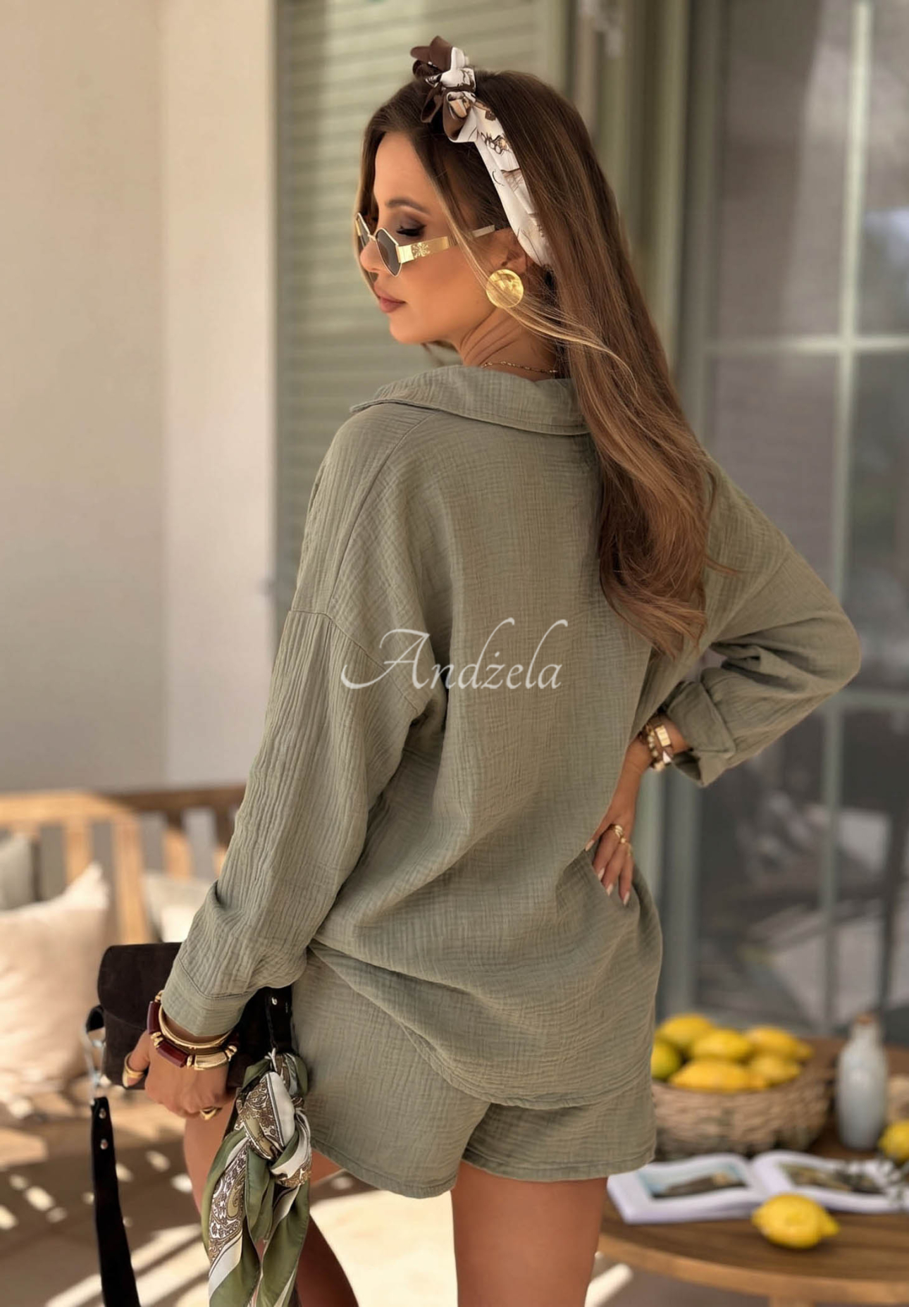 Mušelínová košeľa Elisabetta olivová