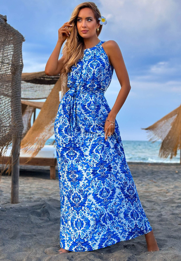 Visk&oacute;zov&eacute; maxi &scaron;aty so vzormi Sunlit Ocean bielo-modr&eacute;