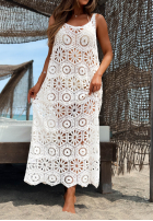 Narzutka plażowa maxi na ramiączkach boho Coco Paradise Biela