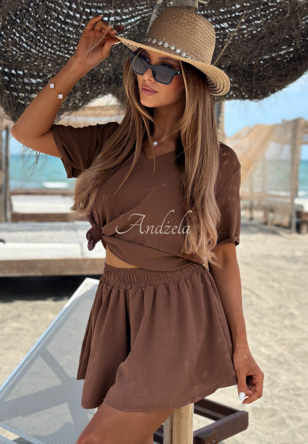 Súprava blúzka a šortky Sunny Side čokoládový