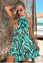 Wzorzysta Šaty mini na ramiączkach z wiskozą Aqua Wave tyrkysová