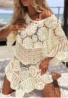 Ażurowa narzutka plażowa boho Sea Sparkle béžová