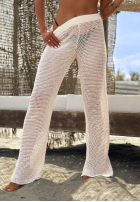 Ažúrové nohavice wide leg boho Summer Favorite svetlo béžové