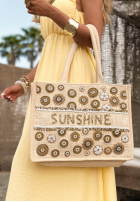 Pletená kabelka wyszywana koralikami boho Sunshine Beads béžová