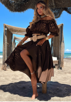 Súprava Blúzka Španielsky i Nohavice wide leg z paskiem Spanish Beauty červený