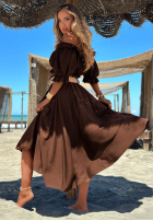 Súprava Blúzka Španielsky i Nohavice wide leg z paskiem Spanish Beauty červený