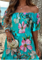 Kwiecista Šaty maxi Summer Florisa tyrkysová
