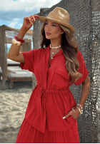 Súprava Košeľa ze ściągaczem i Nohavice wide leg Elite Summer čokoládový