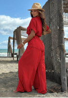 Súprava Košeľa ze ściągaczem i Nohavice wide leg Elite Summer čokoládový