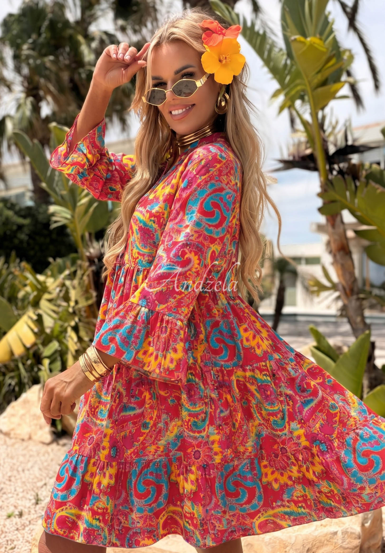 Vzorované šaty Magnala Summer fuchsiová