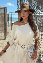 Šaty midi z plecionym paskiem Summer Diva čokoládová