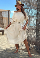 Šaty midi z plecionym paskiem Summer Diva čokoládová