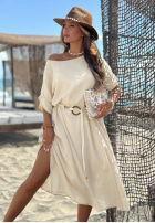 Šaty midi z plecionym paskiem Summer Diva čokoládová
