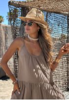 Šaty maxi na ramiączkach z falbankami Summer Club Biela